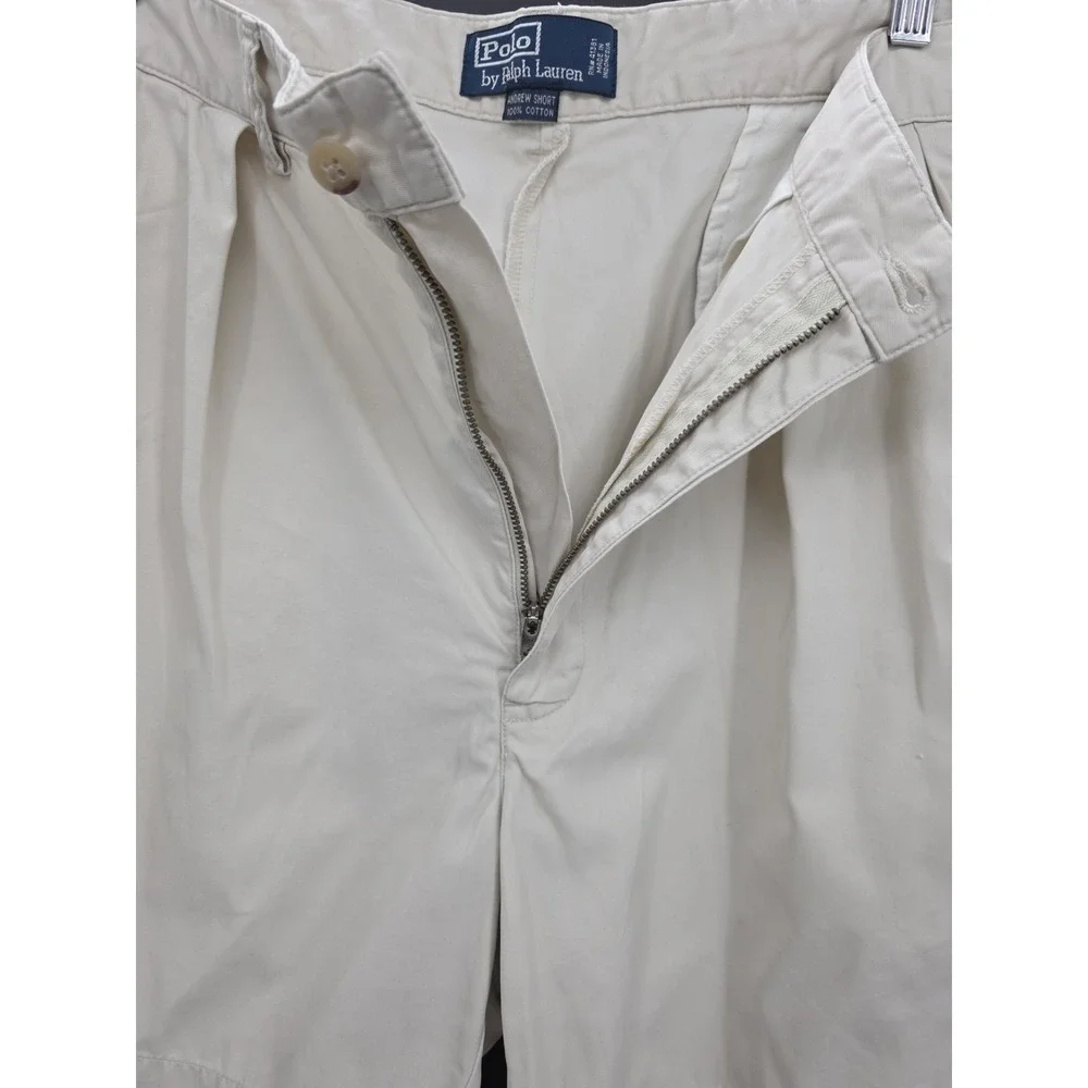 Vintage 90s Polo Ralph Lauren Andrew Shorts Mens 36 Khaki Cotton Preppy